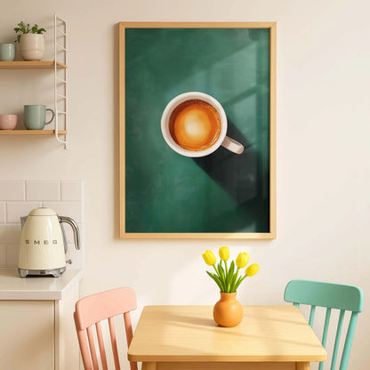 Emerald Green Coffee Retro Cafe Canvas – Nordic Kitchen Wall Art