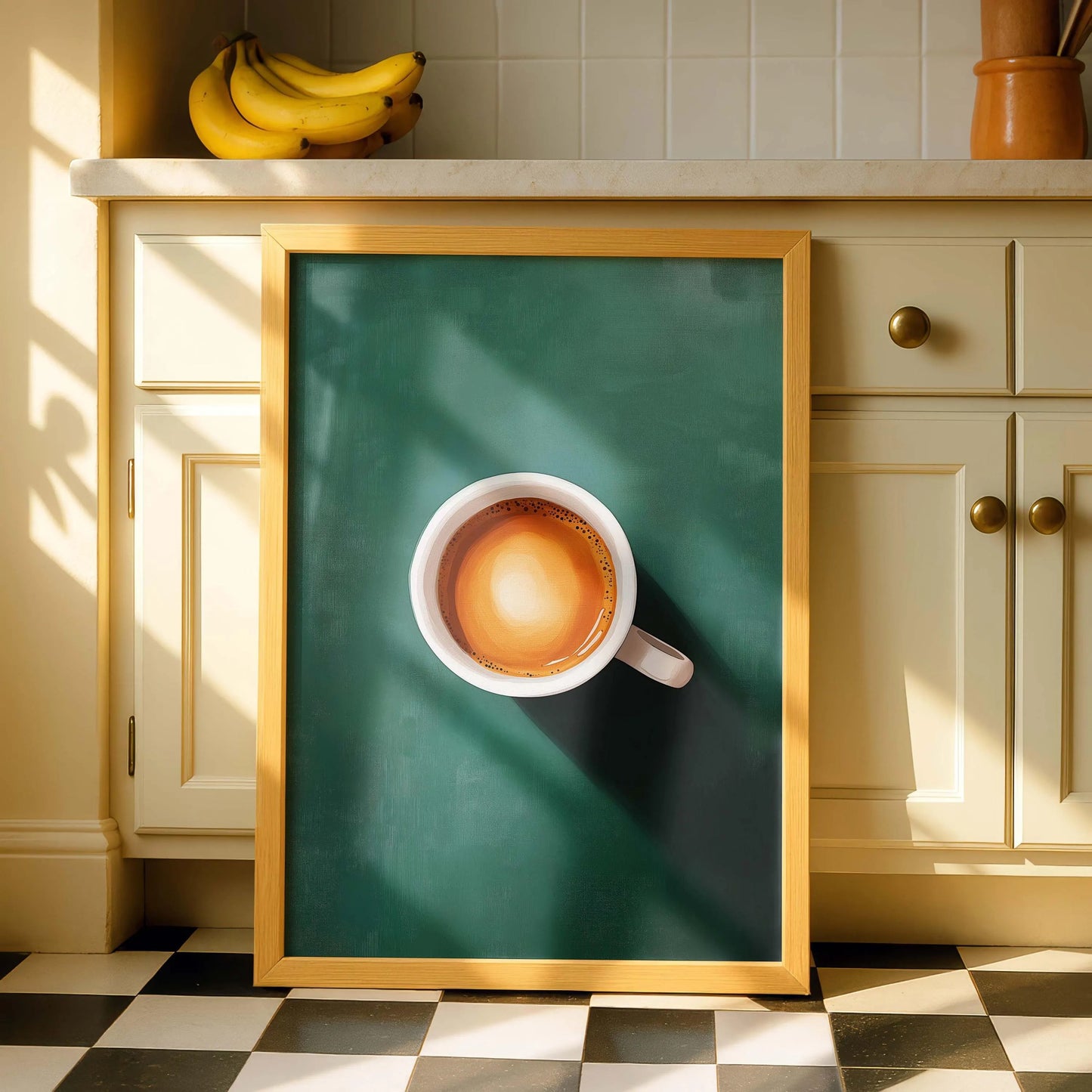 Emerald Green Coffee Retro Cafe Canvas – Nordic Kitchen Wall Art